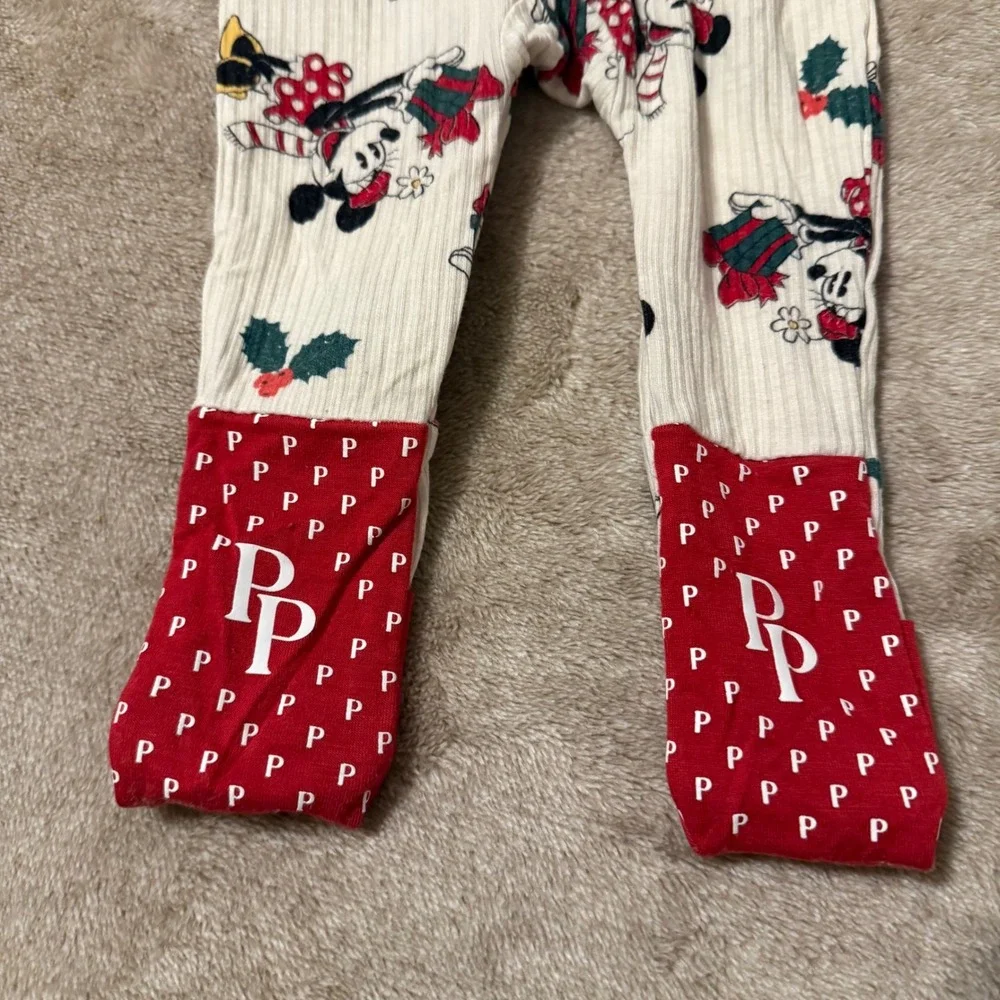 Posh Peanut Disney Minnie Mouse Christmas Bamboo Ribbed Footie Sleeper 0-3M